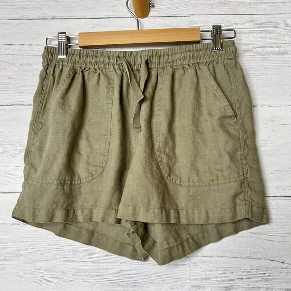 Quince Pants - Quince Shorts Womens Size Small Olive Green 100% European Flax Linen Pockets
